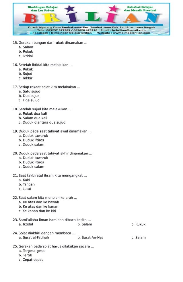 Bekal Pengetahuan Agama: Kumpulan Soal PAI Kelas 2 SD untuk Memperdalam Pemahaman