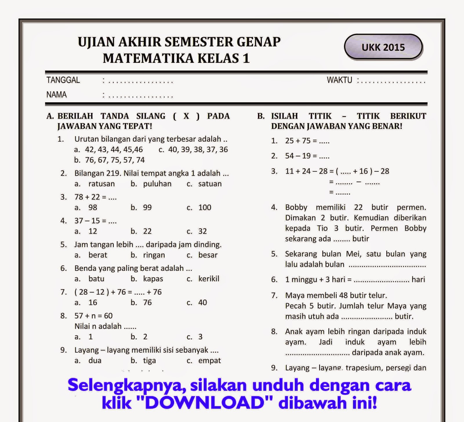 3 Tipe Soal Ujian Matematika Kelas 4 Semester 1 yang Sering Bikin Siswa Salah di 2026