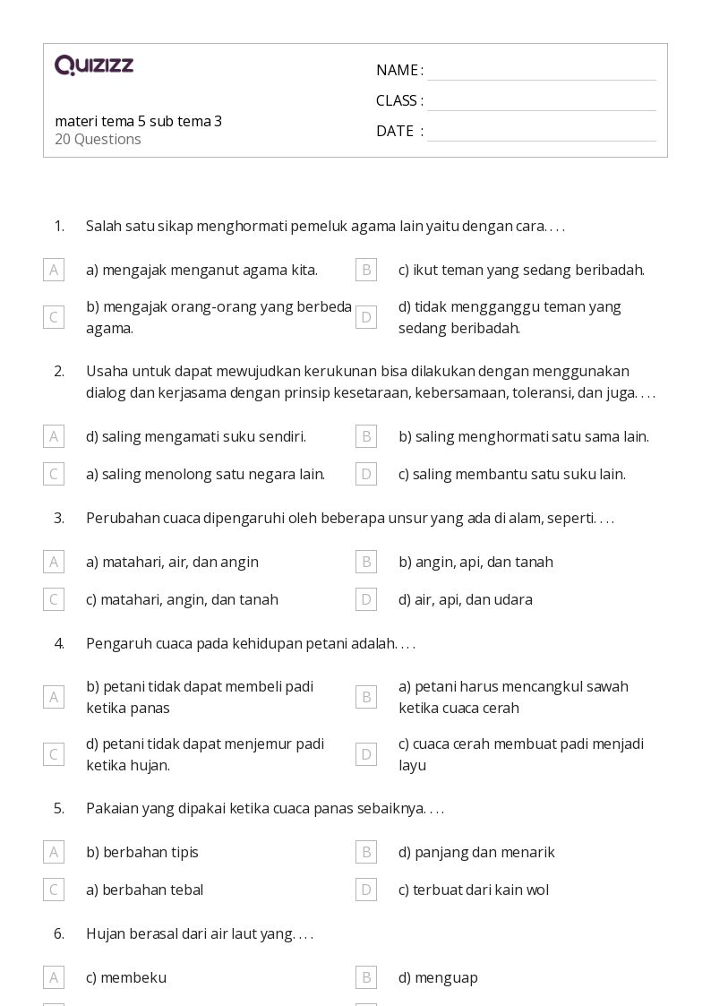 Ternyata 5 Soal Kelas 3 Tema 5 Subtema 3 Ini Sering Bikin Siswa Bingung di 2026