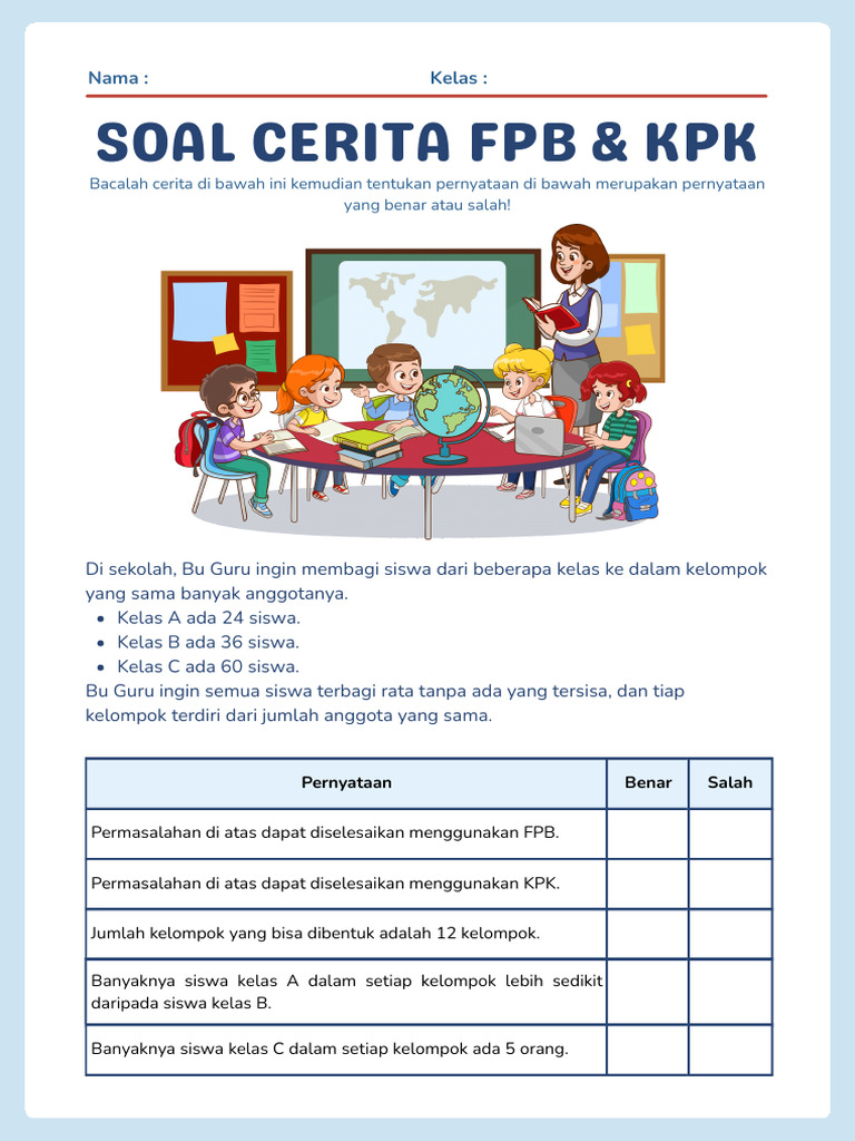 Ternyata Selama Ini Salah 3 Langkah Jitu Jawab Soal Cerita KPK dan FPB Kelas 4 di 2026