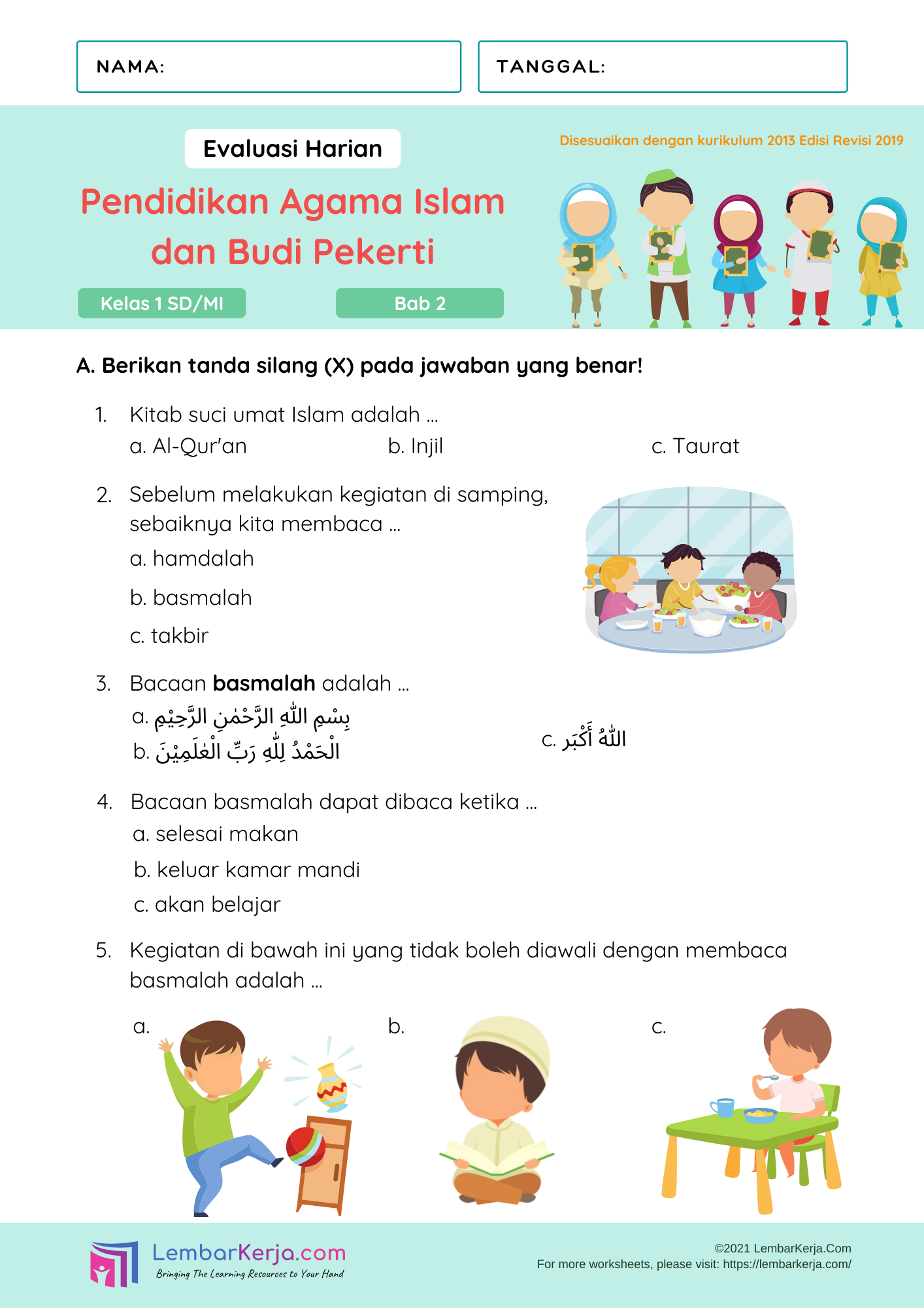 5 Materi Soal Agama Islam Kelas 1 SD Semester 2 Kurikulum 2013 yang Wajib Dikuasai