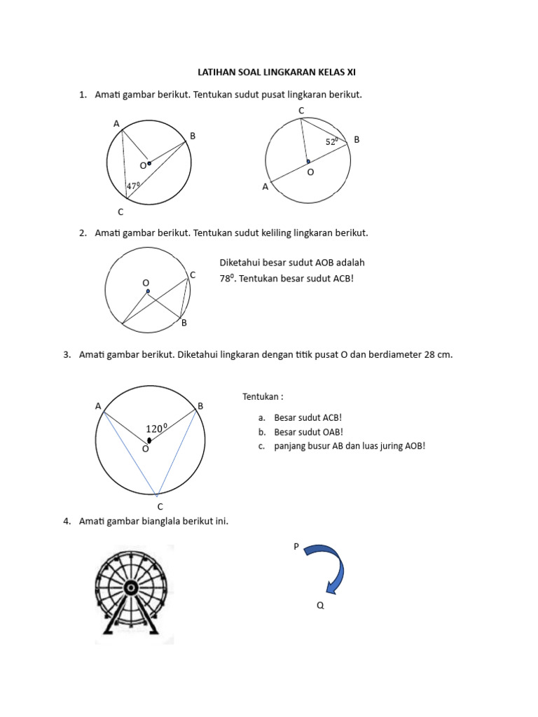 Latihan Soal Lingkaran Kelas XI PDF Latihan Soal Lingkaran Kelas XI PDF