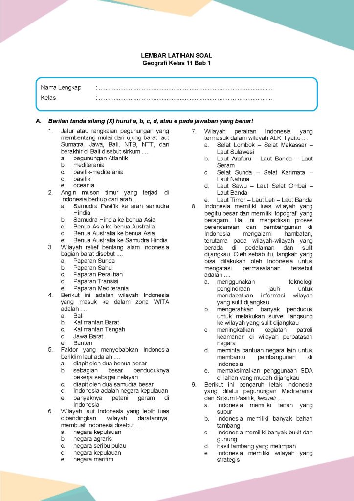 7 Contoh Latihan Soal Geografi Kelas 11 Semester 2 Kurikulum 2013 yang Wajib Dikuasai