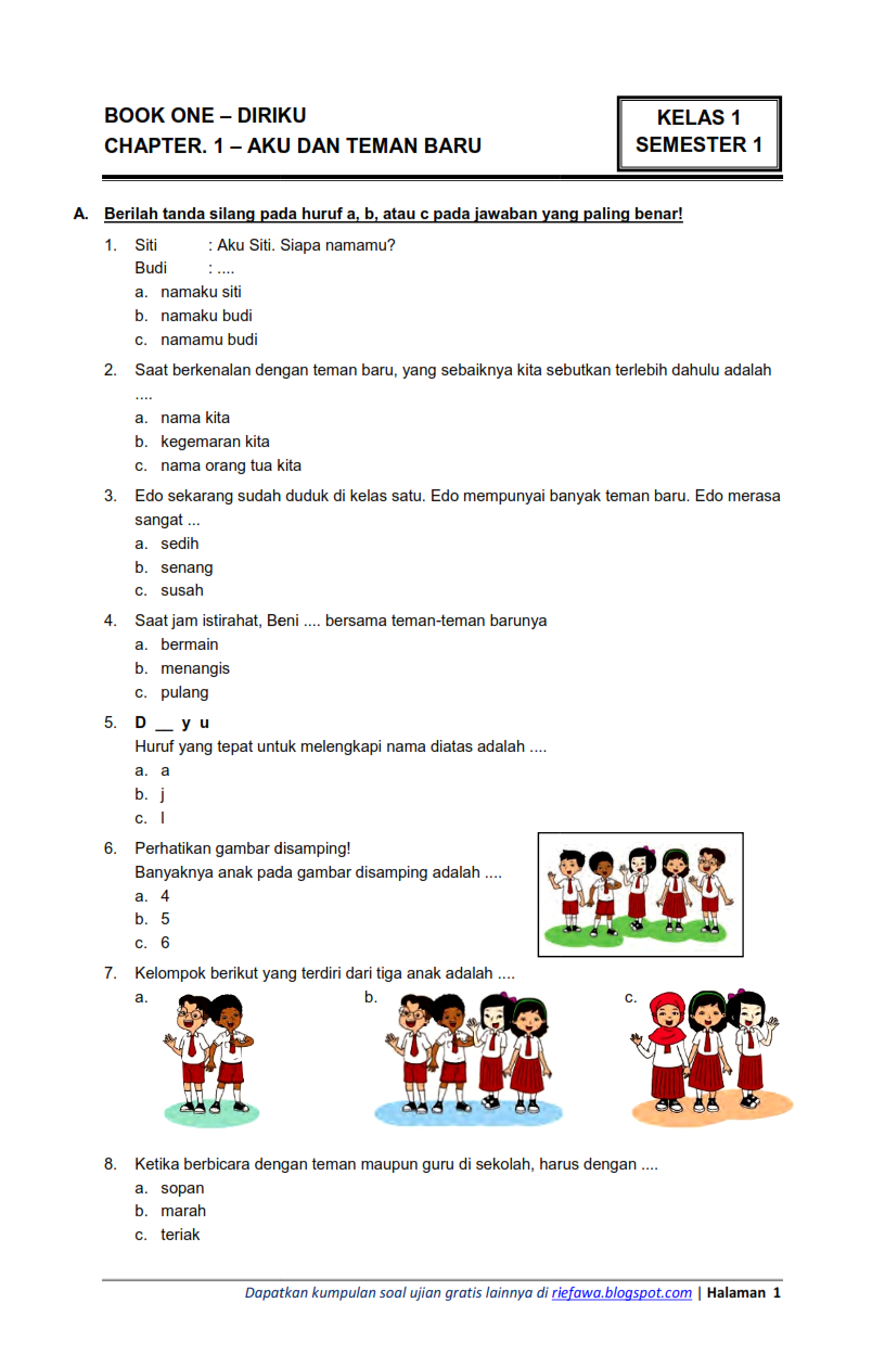 Wajib Tahu 7 Contoh Latihan Soal HOT Kelas 2 Tema 1 Subtema 1 yang Bikin Anak Cerdas