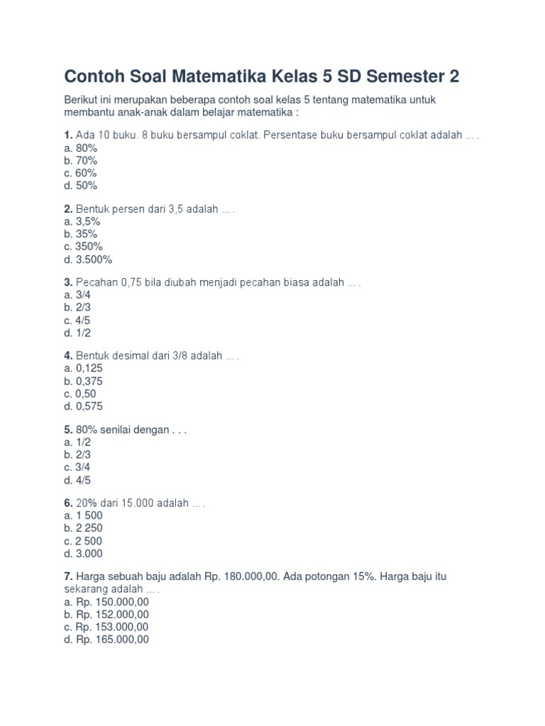 Soal Matematika Kelas 5 Semester 2 PDF Metode Bahan Ajar Griya Soal Matematika Kelas 5 Semester 2 PDF Metode Bahan Ajar Griya