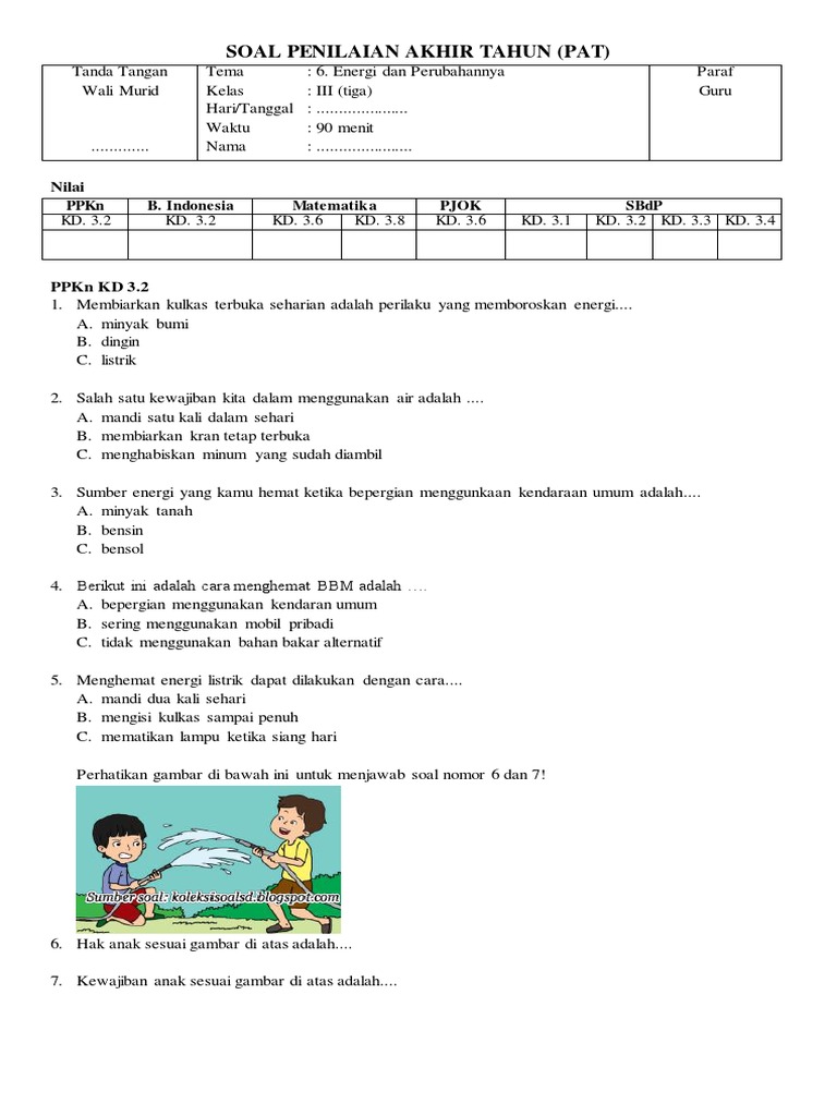 Soal UAS Kelas 3 Tema 6 Energi PDF Metode Bahan Ajar Soal UAS Kelas 3 Tema 6 Energi PDF Metode Bahan Ajar
