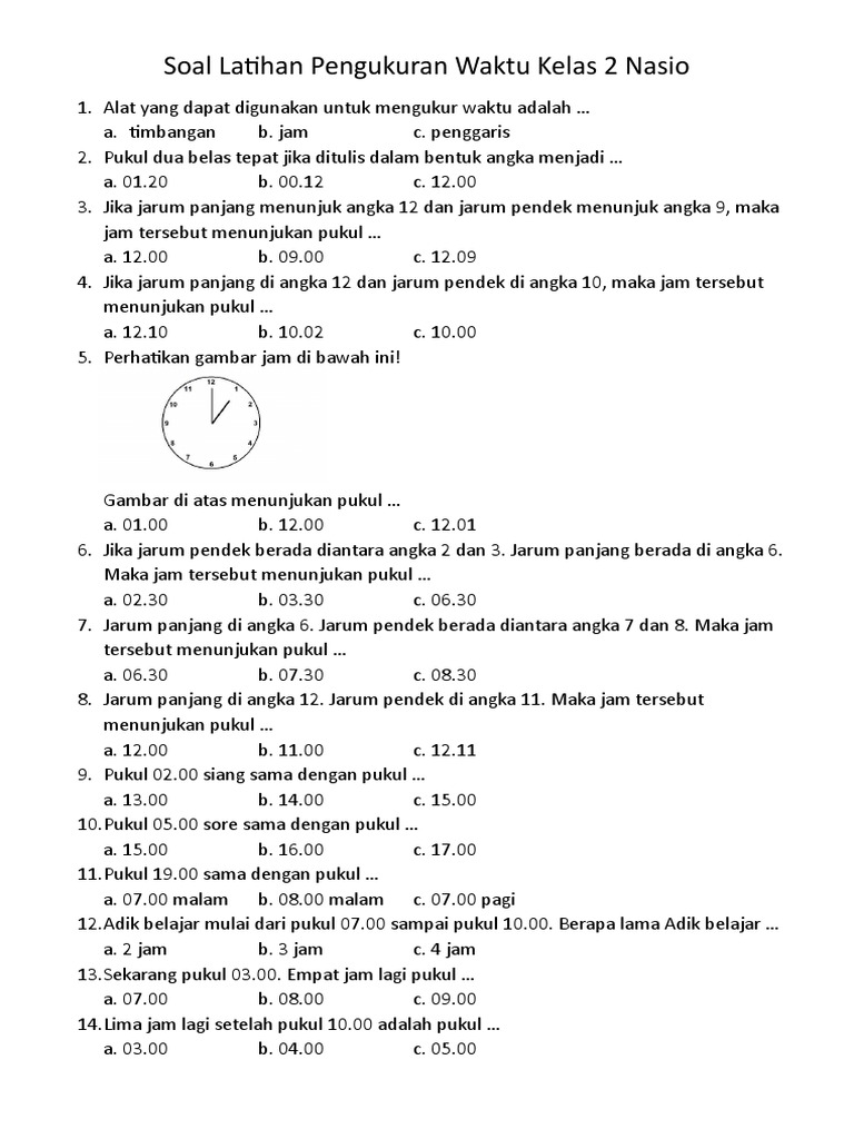 Asah Kemampuanmu Latihan Soal Pengukuran Waktu Kelas 3 yang Seru dan Asah Kemampuanmu Latihan Soal Pengukuran Waktu Kelas 3 yang Seru dan