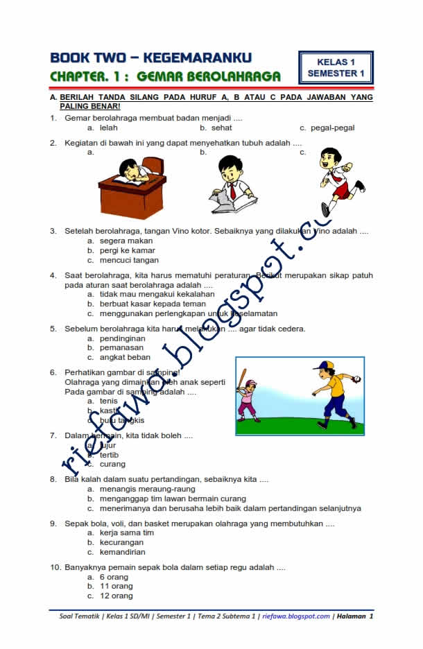Contoh Soal Ujian Semester 1 Kelas 1 Sd Tema 2 - Pelajaran mu Contoh Soal Ujian Semester 1 Kelas 1 Sd Tema 2 - Pelajaran mu