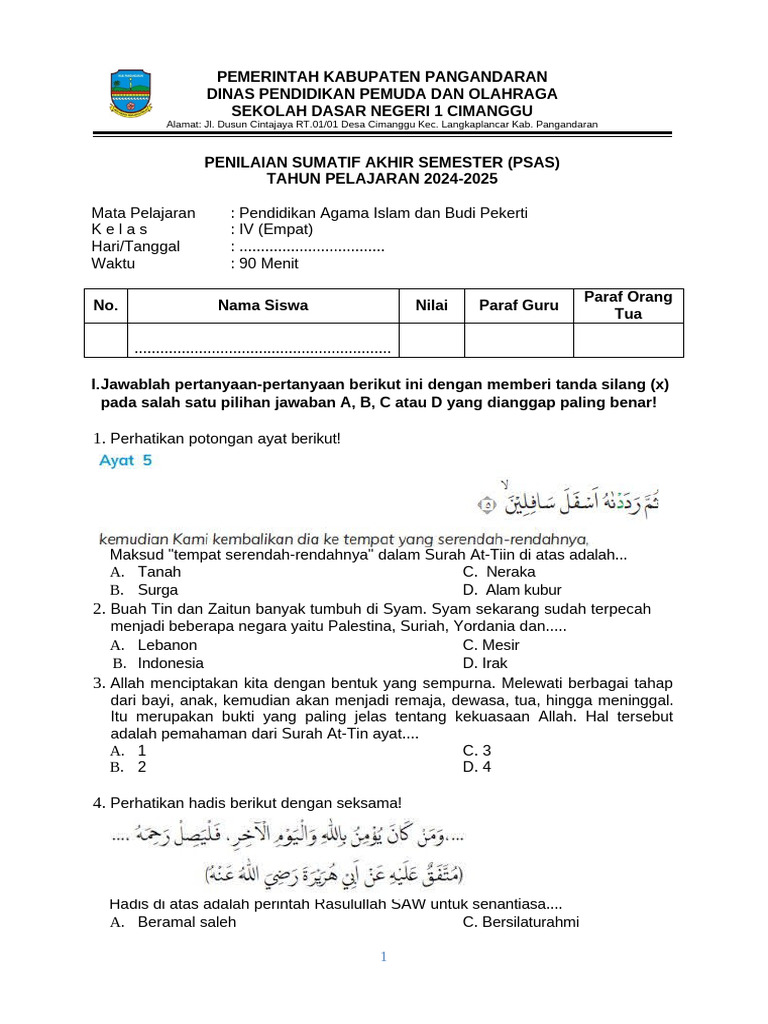Terbukti! Download Soal UKK PAI Kelas 4 Semester 2, Rahasia Lulus Mudah Sebelum Ujian