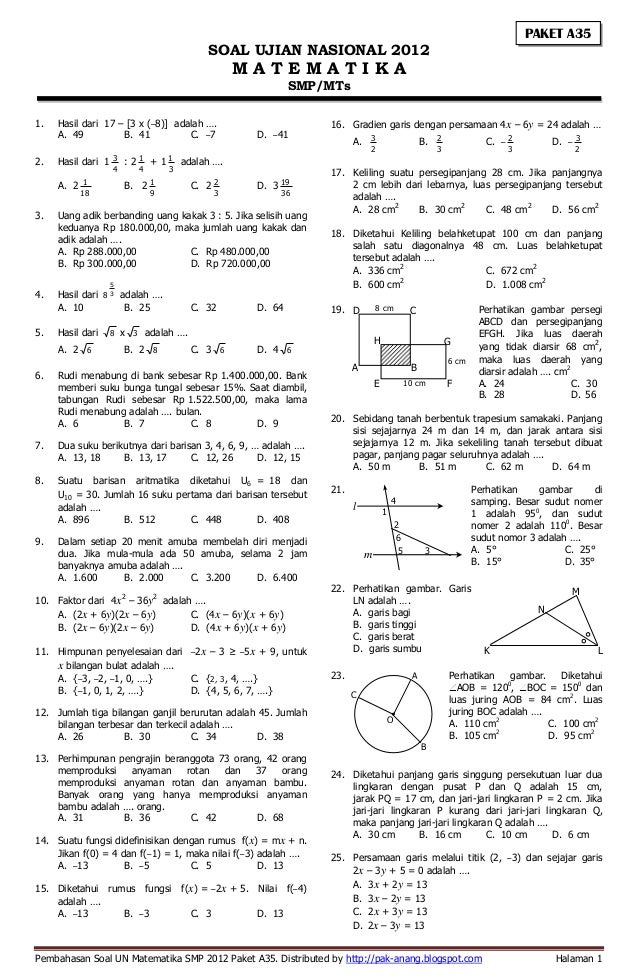 Ternyata Ini Dia Contoh Soal Matematik SMP Kelas 2 yang Sering Muncul di Ujian Akhir Semester 2026