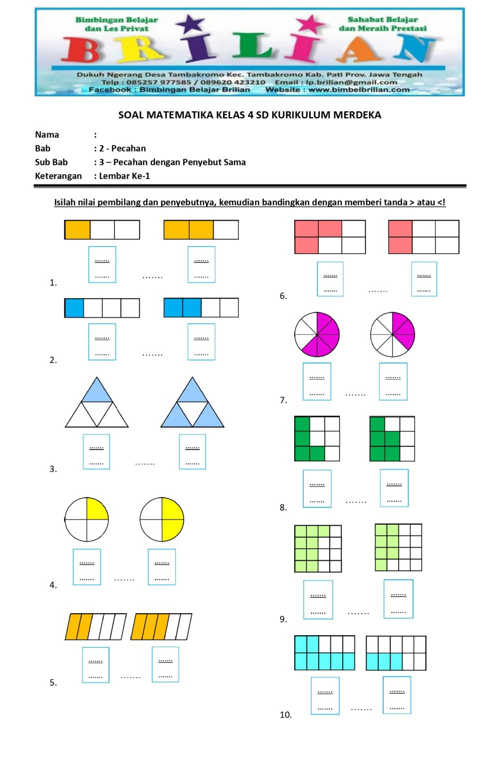 contoh kisi2 soal matematika kelas 4 semester 2 kurikulum 2013