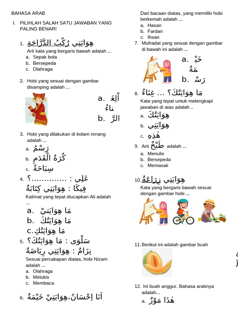 Rahasia Jawab Soal Bahasa Arab Kelas 2 SD Baju Celana Sepatu Rok Dengan Benar