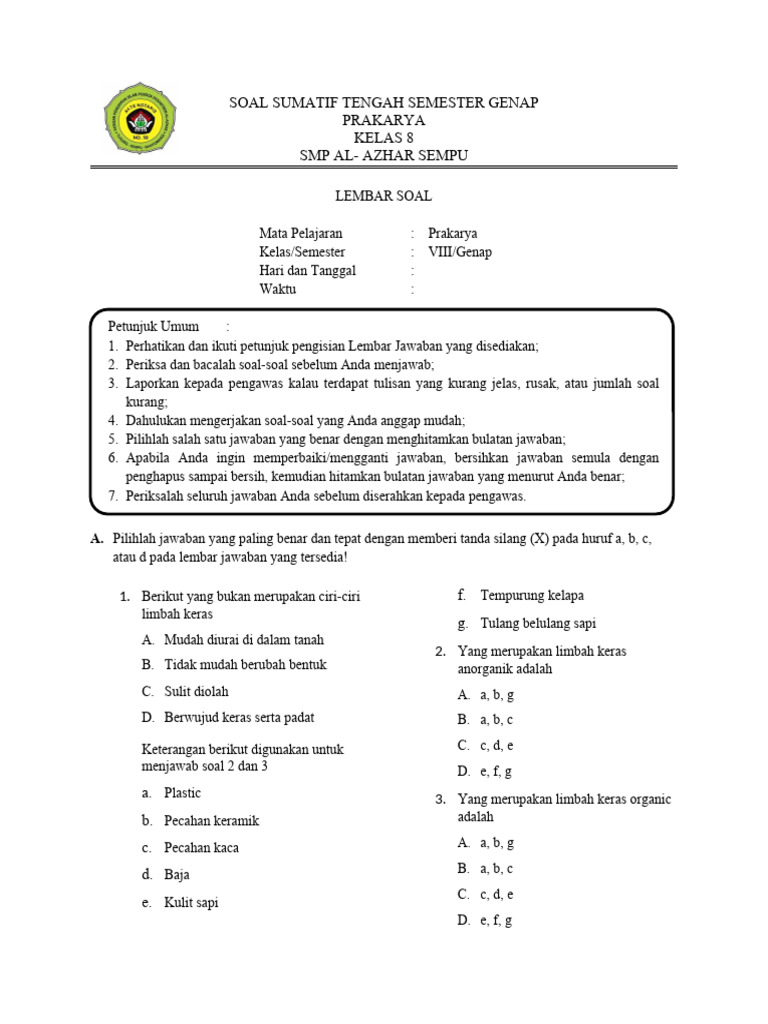 Rahasia Skor Sempurna Kerjakan Soal Prakarya Kelas 8 Semester 2 Bab 4 Ini Ternyata Mudah