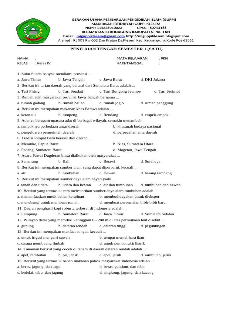 Wajib Tahu! Ini Bocoran soal prediksi uas semester 2 ips kelas 4 Terupdate Wajib Tahu! Ini Bocoran soal prediksi uas semester 2 ips kelas 4 Terupdate