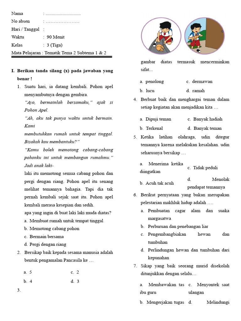 Wajib Tahu! Link Download Soal Ulangan Harian Kelas 3 Tema 2 Terbaru dan Terlengkap